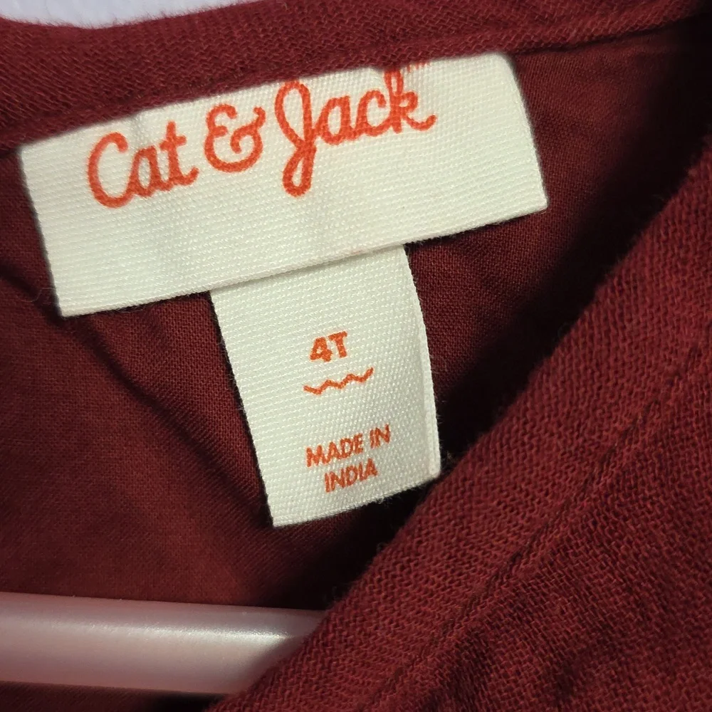 Cat & Jack Burgundy Dress and Ivory Cardigan‎ Set